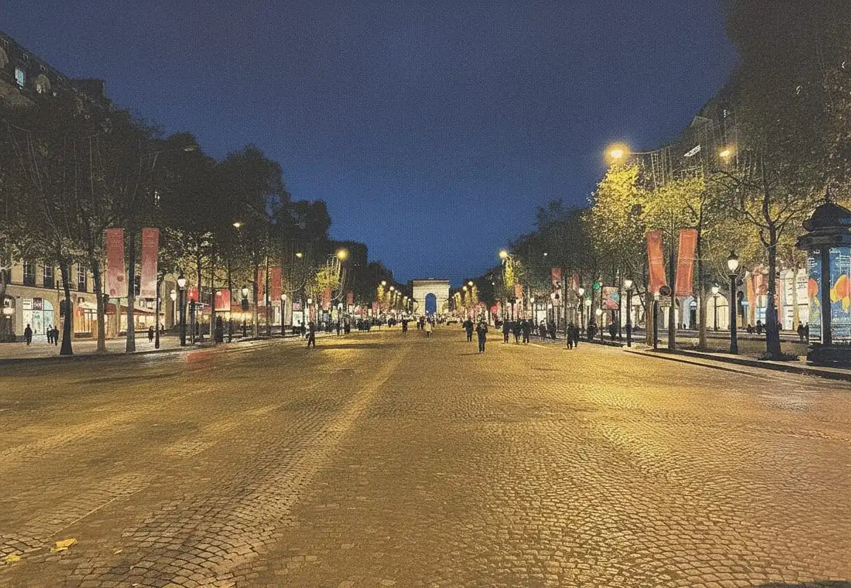 Champs-Élysées — Belmondo walking shot