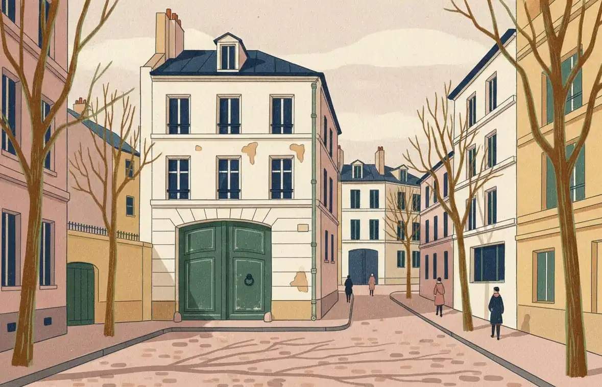 113 Rue Notre-Dame-des-Champs: mit künstlicher Intelligenz erstellte Illustration, kein Foto
