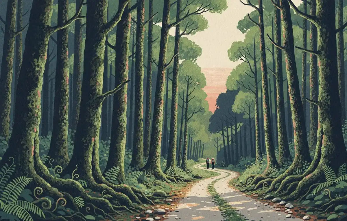 Takaro Road (Te Anau): mit künstlicher Intelligenz erstellte Illustration, kein Foto